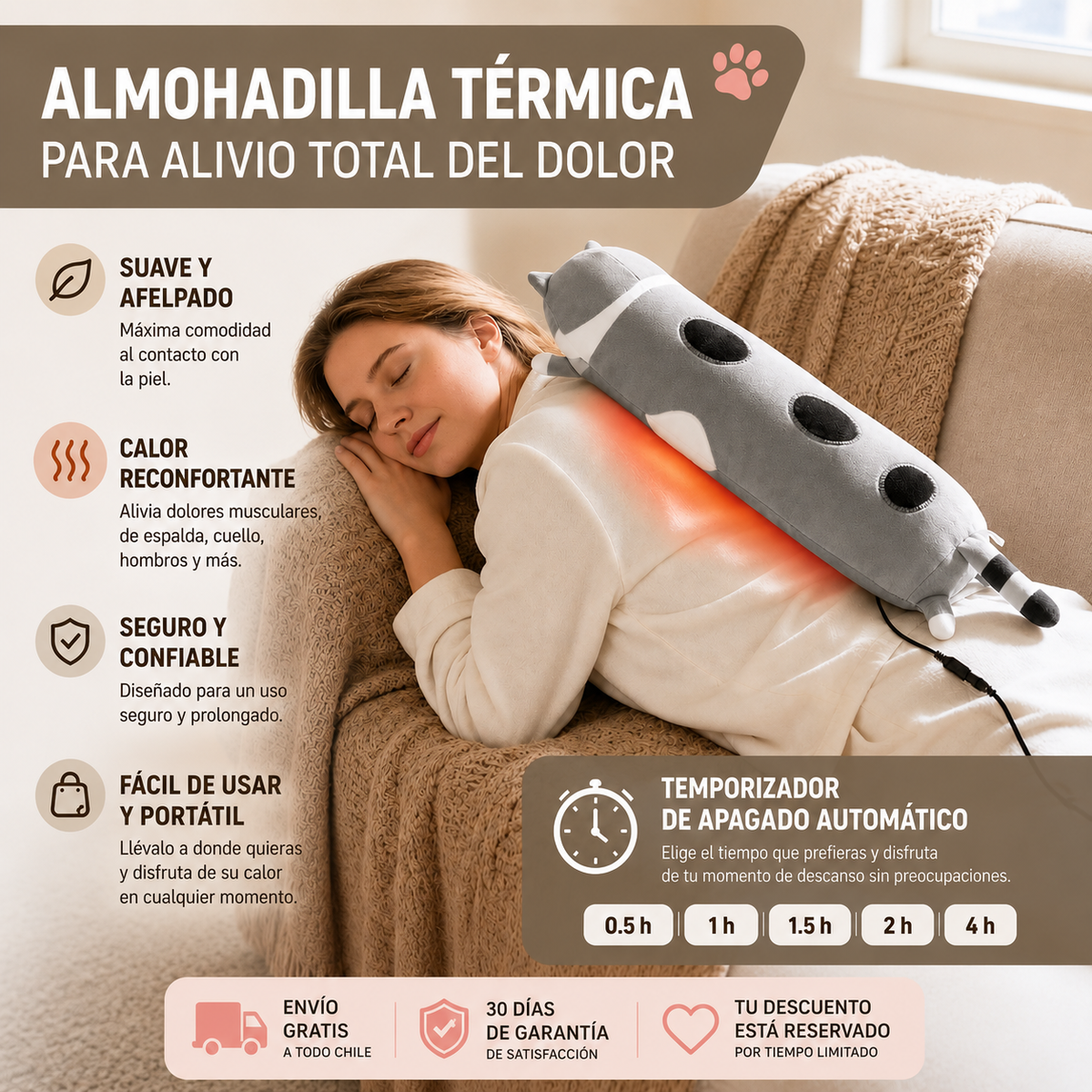 Almohadilla Térmica de Calor Ajustable